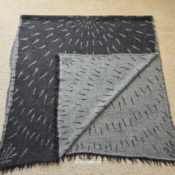 rag & bone Wool Dagger Scarf Reversible Black and Grey - Picture 7 of 13